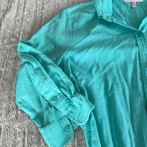 Victoria’s Secret Beach Linen Cotton Jumper size 6 in teal - Picture 4 of 7